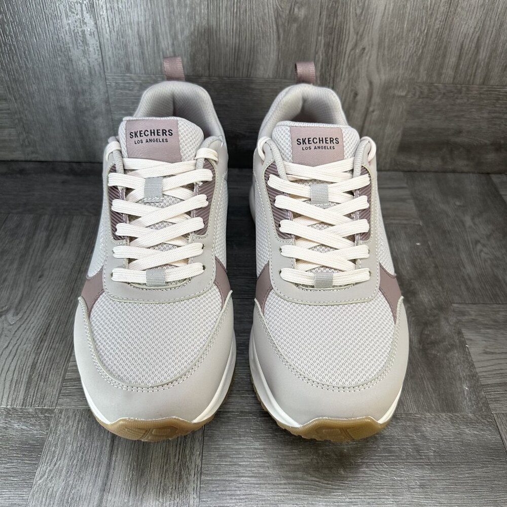 Skechers Light Gray and Mauve Platform Sneakers - Air-Cushion Sole - Picture 4 of 9